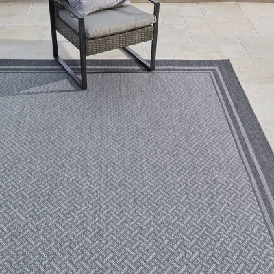 Ash and Steel Flat Woven Reversible 8' x 10' Outdoor Rug