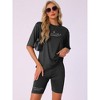 INSPIRE CHIC Women's Summer Pajamas Short Sleeve T-Shirt with Bodycon Shorts Workout Lounge Sets - 2 of 4