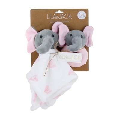 Lila and Jack Elephant Lovey & Rattle Gift Set