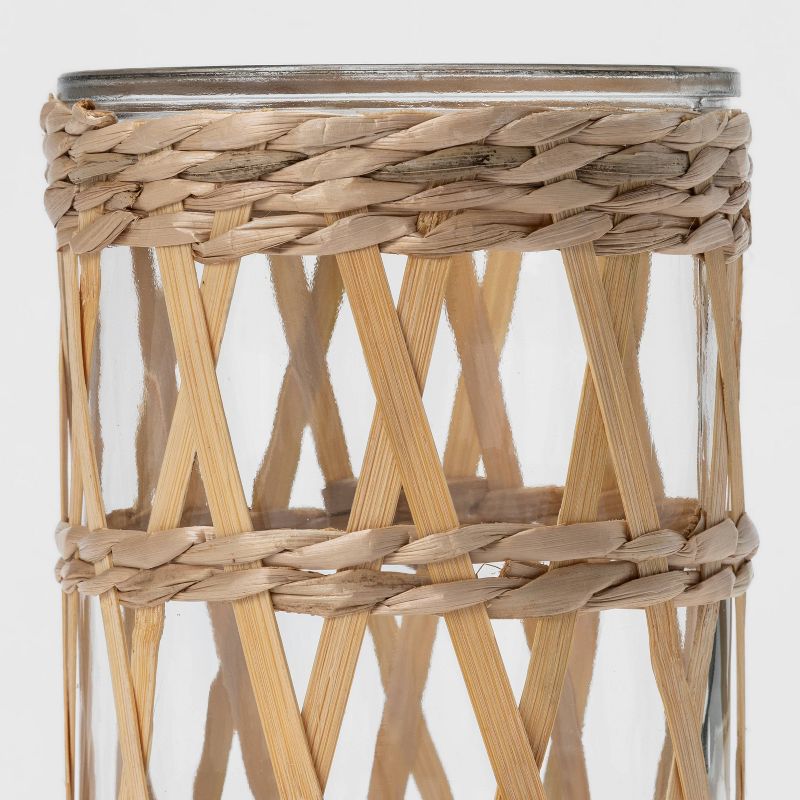 9&#34; Bamboo and Straw Outdoor Lantern with Glass - Opalhouse&#8482;, 4 of 5
