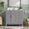 36" Modern Bathroom Vanity with Ceramic Sink,Soft Close Doors and 4 Drawers for Small Bathrooms-The Pop Home - 2 of 4