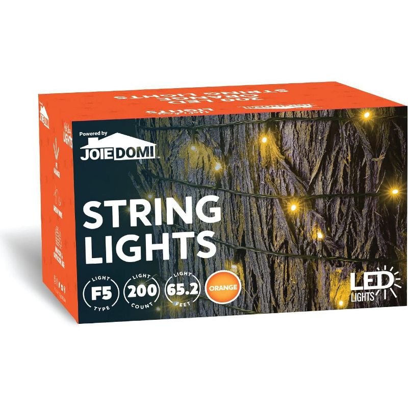 Joiedomi 200 Orange LED Green Wire String Lights, 8 Modes, 5 of 6