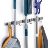 LunaLulinlk Mop Broom Holder Wall Mount,Stainless Steel Garage Organizer Saving Wall-Mounted Broom Hanger,3 Racks 4 Hooks,Silver - 2 of 4