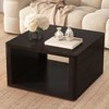 TiramisuBest 30.8" Square Coffee Table, Farmhouse Dark Brown 2-Tier Center Table with Storage Compartment - 3 of 4