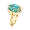 Ross-Simons Turquoise Curvy Frame Ring in 18kt Gold Over Sterling - 3 of 4