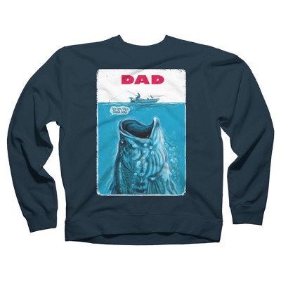 unisex Design by Humans Dad Needs A Bigger Bass Fishing Boat by MudgeStudios Sweatshirt - Navy - Large