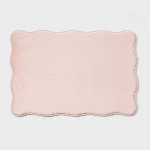 Scalloped Machine Washable Cushion Foam Bath Rug - Room Essentials™ - 1 of 4