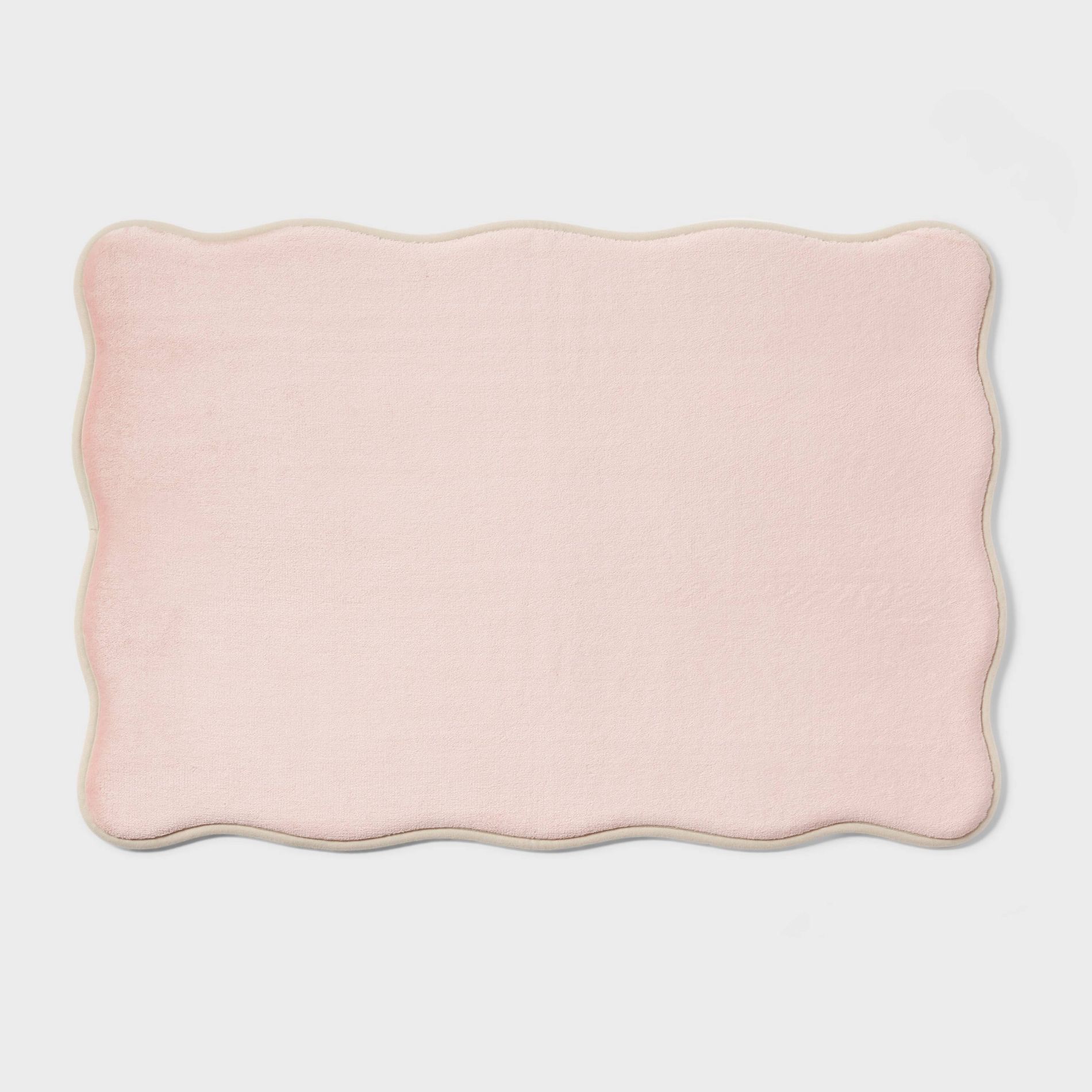 Scalloped Machine Washable Cushion Foam Bath Rug Pink - Room Essentials™