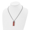 Black Bow Jewelry Men's Stainless Steel & Red Koa Wood Inlay Enameled Necklace, 20 Inch - 2 of 4