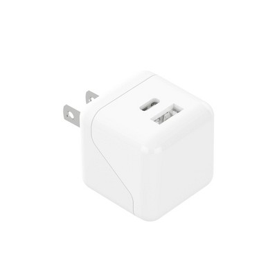 Just Wireless Dual Port USB-A and USB-C Wall Charger - White