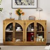 60"W Sideboard, Storage Cabinet with 4 Glass Doors, Metal Handles and Adjustable Shelves -ModernLuxe - 2 of 4