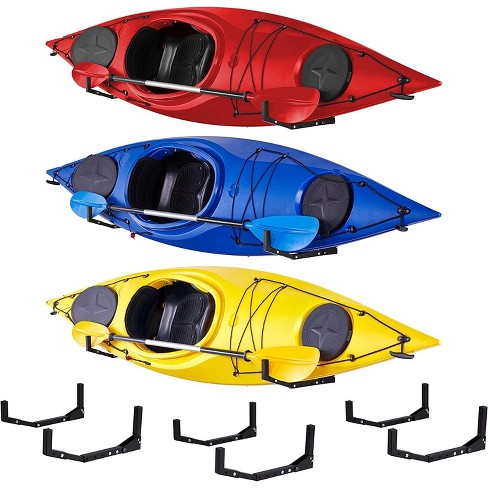 RaxGo Kayak Storage Rack, Indoor & Outdoor Wall Holder Racks - 3 Set