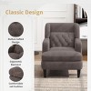 Modern Comfy Teddy Fabric Upholstered Arm Chair,Button Tufted High Back Padded Sofa with Birch Legs,Living Room Bedroom Lounge Chair-Coolbibila - 2 of 4