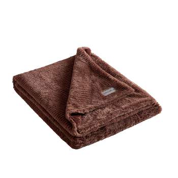 Eddie Bauer Ribbed Super Soft Textured Solid Brown 50" X 60" Throw Blanket