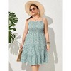 Plus Size Summer Dresses Women's Sleeveless Square Neck Smocked Flowy Ruffle A Line Maxi Dress - 4 of 4