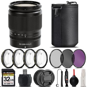Nikon Z 24-200mm f/4-6.3 VR Lens + 4PC Macro Kit + UV, CPL, FLD Filter - 32GB - 1 of 1