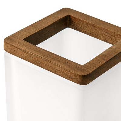 Frosted Glass and Wood Top Toothbrush Holder