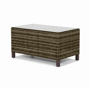 Covers & All San Marino 34 in L Outdoor Coffee Table, Cappuccino Wicker w / Glass Top - 1 of 4