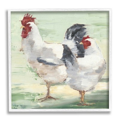 Stupell Industries Farmhouse Chickens Hens Painting Framed Giclee Art