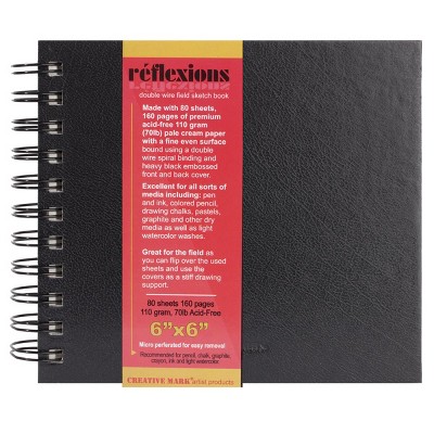 Creative Mark Reflexions Double Spiral Field Sketchbooks 6" x 6" 70 lb (80 Sheets), Off-White