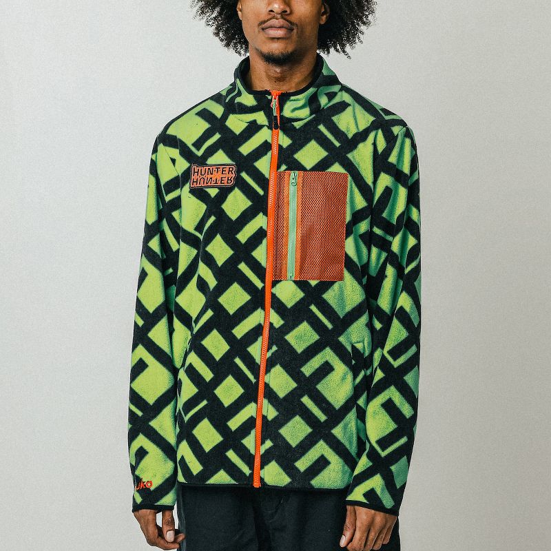 Hunter X Hunter Gon Line Pattern Long Sleeve Zip-Up Green Fleece Jacket, 4 of 7