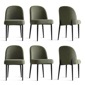 Set of 6 Upholstered Dining Chairs with Linen Blend Fabric and Metal Legs, Modern Armless Side Chairs for Dining Room - Panipeachy - 1 of 4