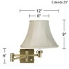 Barnes and Ivy Modern Swing Arm Wall Lamp with Cord Cover Antique Brass Plug-In Light Fixture Creme Fabric Bell Shade for Bedroom - 4 of 4