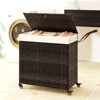 Tangkula Laundry Hamper w/Wheels & Lid 125L 3-Section Clothes Hamper w/2 Liner Bags Brown - 2 of 4