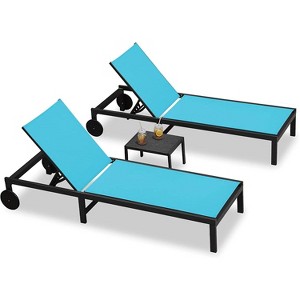 PURPLE LEAF Outdoor Chaise Lounge Chairs Set Adjustable Recliner Chair with Wheels and Table for Poolside Beach Aluminum Reclining Sunbathing Lounger - 1 of 1