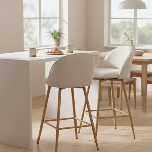Homy Casa Set of 2 Modern Upholstered Counter Height Bar Stools with Metal Legs - 1 of 4