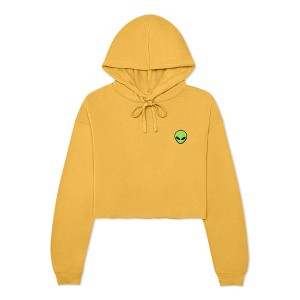 Dalix Alien Embroidered Fleece Cropped Hoodie Cold Fall Winter Women - 1 of 4
