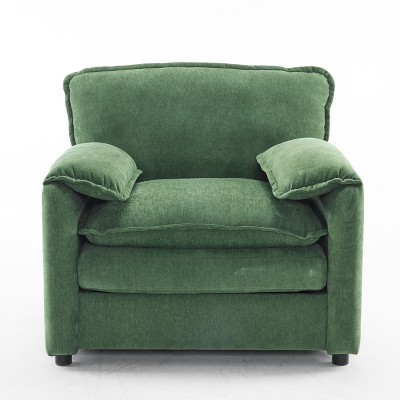 Maliang 38" Oversized Chenille Lounge Chair - Plush Reading Armchair with Thick Comfort Cushions, High Back Support & Wide Seat