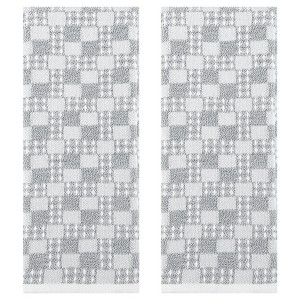 REGALWOVEN Bathroom Checked Pattern Absorbent Soft Waffle Decorative Hand Towels 13" x 28" 2 Pcs - 1 of 4