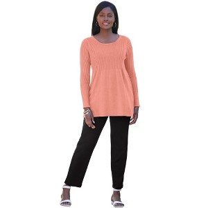 Jessica London Ribbed Baby Doll Tunic Sweater - 1 of 4