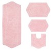 Waterford Tufted Bath Rug, Extra Soft and Absorbent, Non-Slip Bath Mats, Machine Washable bath rugs for Bathroom, 4 Pcs Set with Contour, Pink - 2 of 4