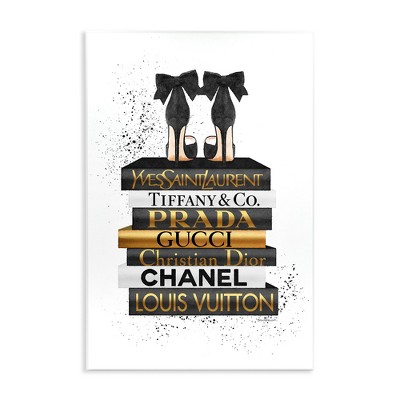 Stupell Industries Black Gold White Glam Bookstack, 10" x 15"
