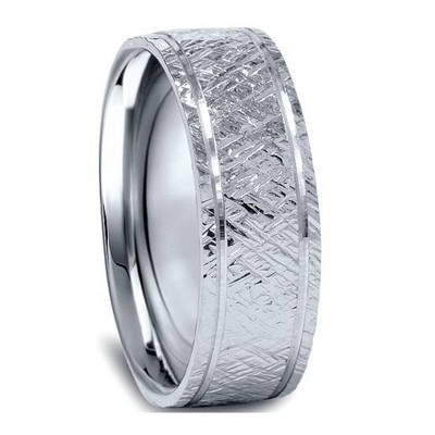Pompeii3 950 Platinum Mens 7mm Flat Brushed Wedding Band