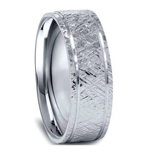 Pompeii3 950 Platinum Mens 7mm Flat Brushed Wedding Band - 1 of 3