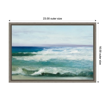 Azure Ocean Abstract Canvas Print with Greywash Frame