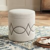 55 Downing Street Iriza Oatmeal Nailhead Round Ottoman - 2 of 4