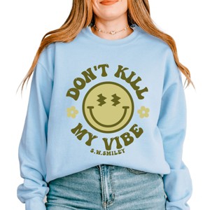 Simply Sage Market S.W.Smiley Don't Kill My Vibe Smiley Face Sweatshirt - 1 of 4