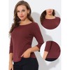Allegra K Women's Work Office 3/4 Sleeve Boat Neck Houndstooth Printed Blouse - 2 of 4