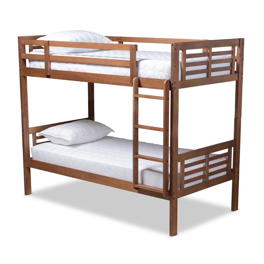 Photos - Bed Frame Twin Liam Bunk Bed Brown - Baxton Studio