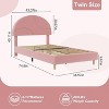Twin Bed Frame with Round Boucle Headboard, Upholstered Arch-Shaped Design in Soft Pink, Modern Kids Wooden Slats Bed,  Easy Assembly - 3 of 4