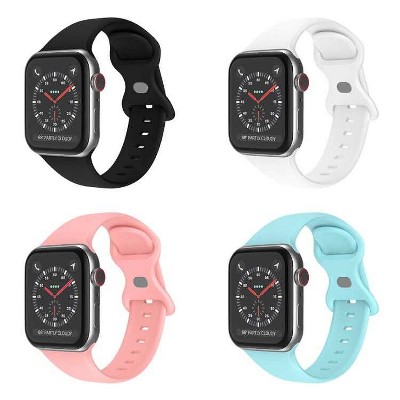 Link 4 Pack Apple Watch Compatible Soft Silicone Sport Band Waterproof Mens Womens For Series SE 7 6 5 4 3 2 1