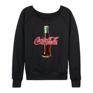 Women's - Coca-cola - Coke Bottle Logo Lightweight French Terry Wide Neck Long Sleeve Shirt - 1 of 4