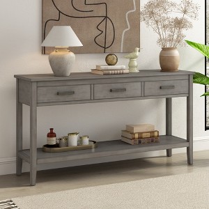 Lyngins 3 Drawers Entryway Table with 1 Open Shelf,Console Table with Storage Space for Living Room - 1 of 4