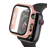 Insten Case Compatible with Apple Watch 40mm Series 6/SE/5/4 - Matte Hard Bumper Cover with Built-in 9H Tempered Glass Screen Protector, Rose Gold