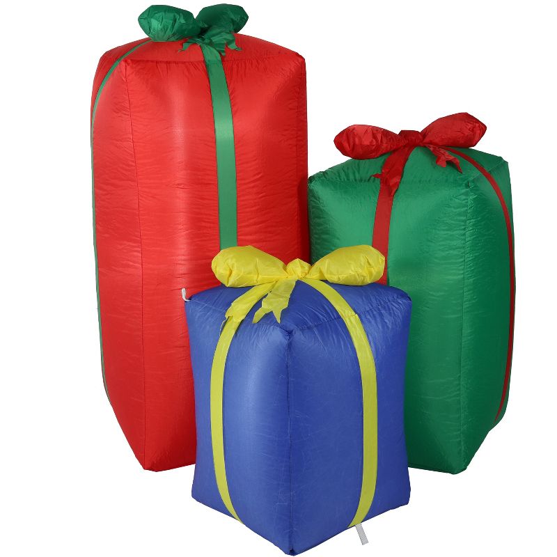 Sunnydaze Indoor/Outdoor Holiday Present Trio Christmas Inflatable Yard Decoration - 49.5", 3 of 13