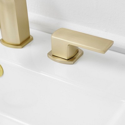 Brushed Gold 8-inch Widespread Double-Handle Waterfall Faucet Set